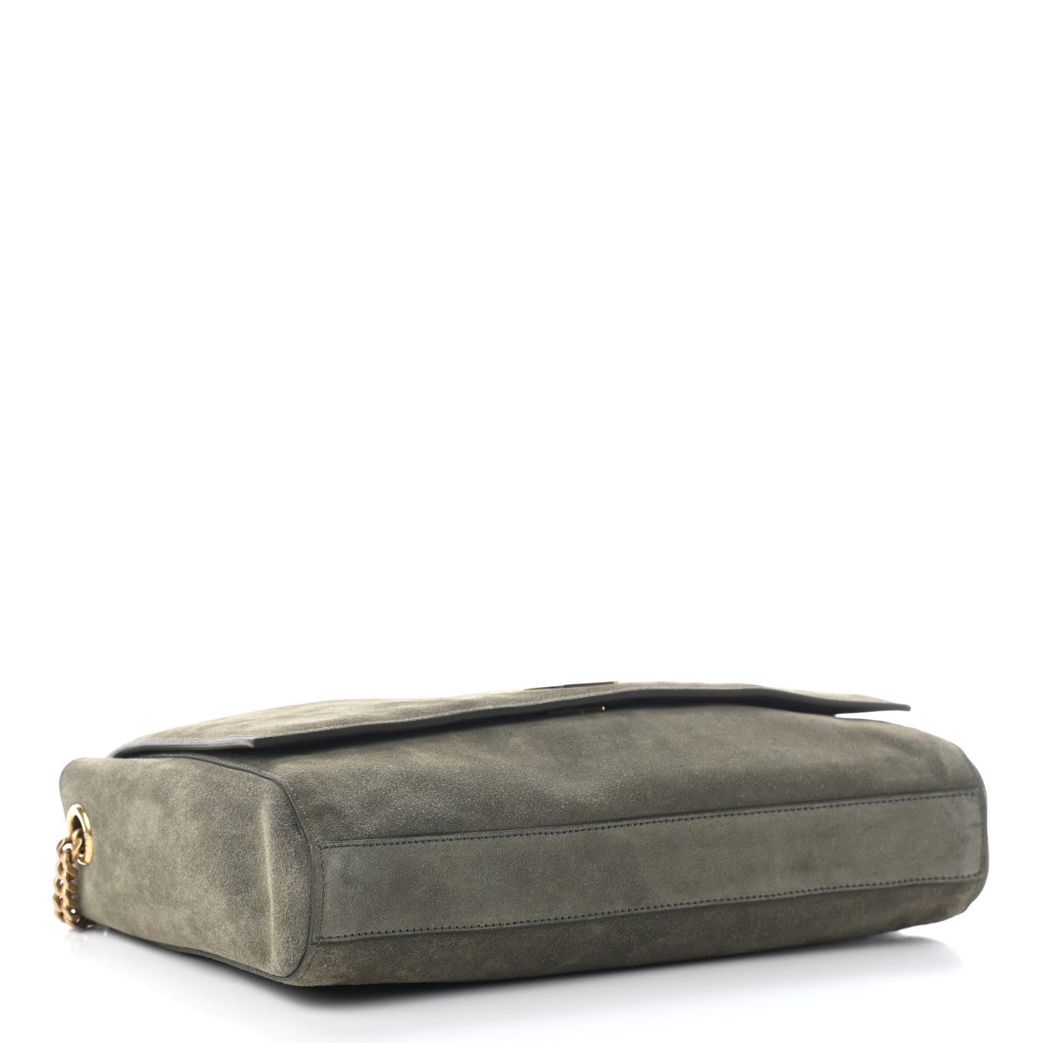 Saint Laurent Smooth Calfskin Suede Medium Reversible Monogram Kate Satchel Olive 7 of 11