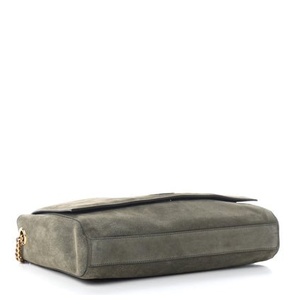 Saint Laurent Smooth Calfskin Suede Medium Reversible Monogram Kate Satchel Olive 7 of 11