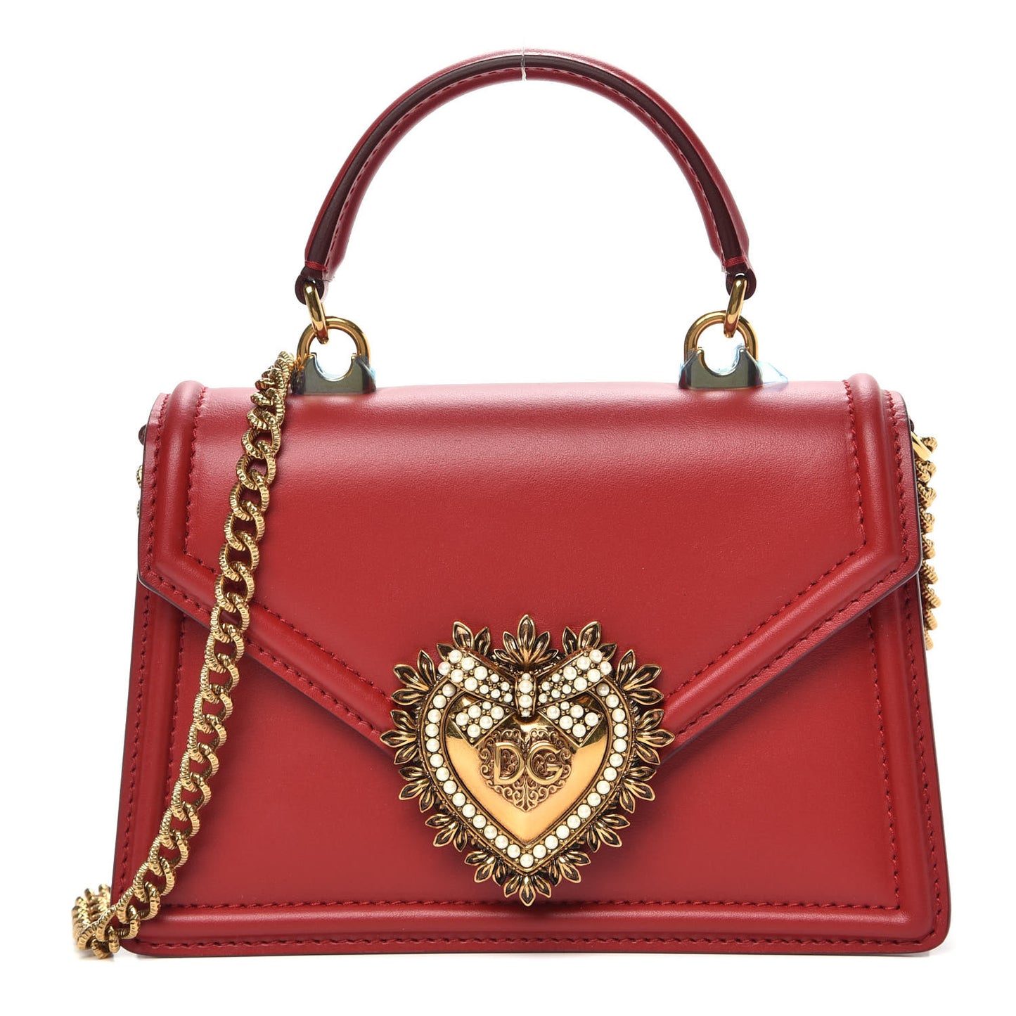 Smooth Calfskin Small Devotion Envelope Top Handle Bag Red