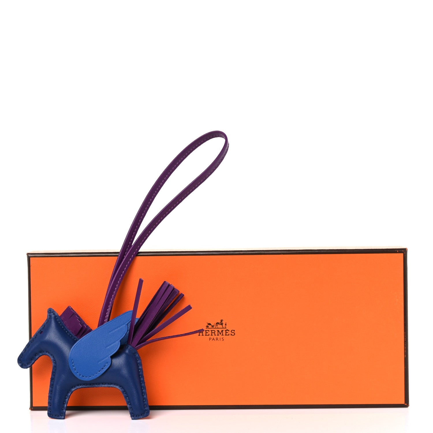 Hermes Milo Lambskin Grigri Rodeo Pegase Horse Bag Charm PM Bleu Saphir Violet Bleu France 5 of 5