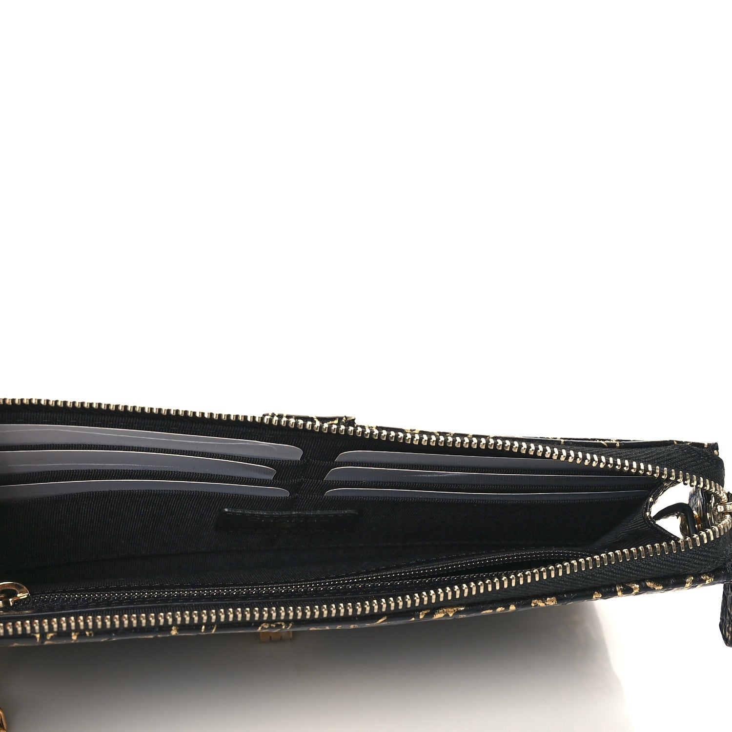 Chanel Calfskin Crocodile Embossed Egyptian Graffiti Pouch With Chain Handle Black Gold 4 of 10