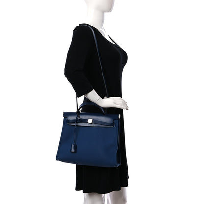 Hermes Vache Hunter Toile Militaire Herbag Zip 31 PM Bleu Brighton Bleu Saphir 3 of 11