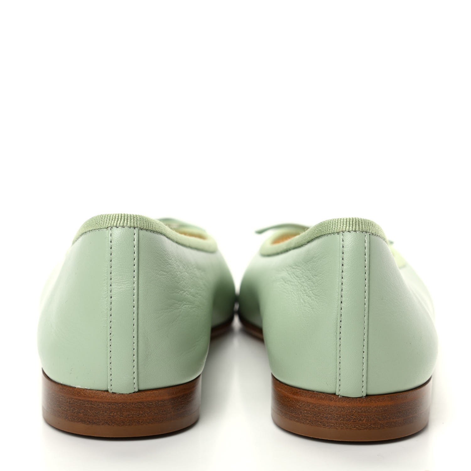 Chanel Calfskin Cap Toe CC Ballerina Flats 38 Light Green 6 of 9