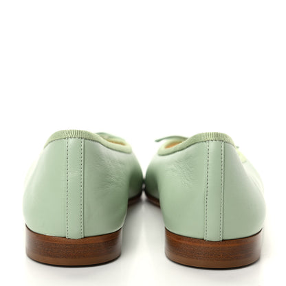 Chanel Calfskin Cap Toe CC Ballerina Flats 38 Light Green 6 of 9