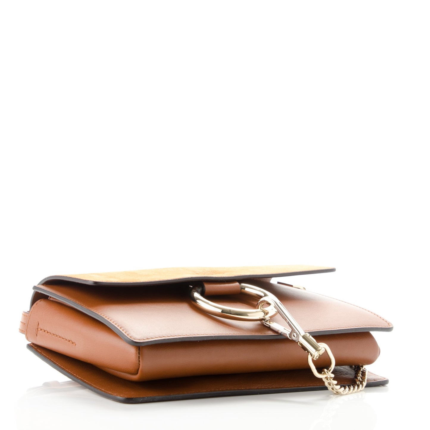 Suede Calfskin Small Faye Shoulder Bag Tobacco