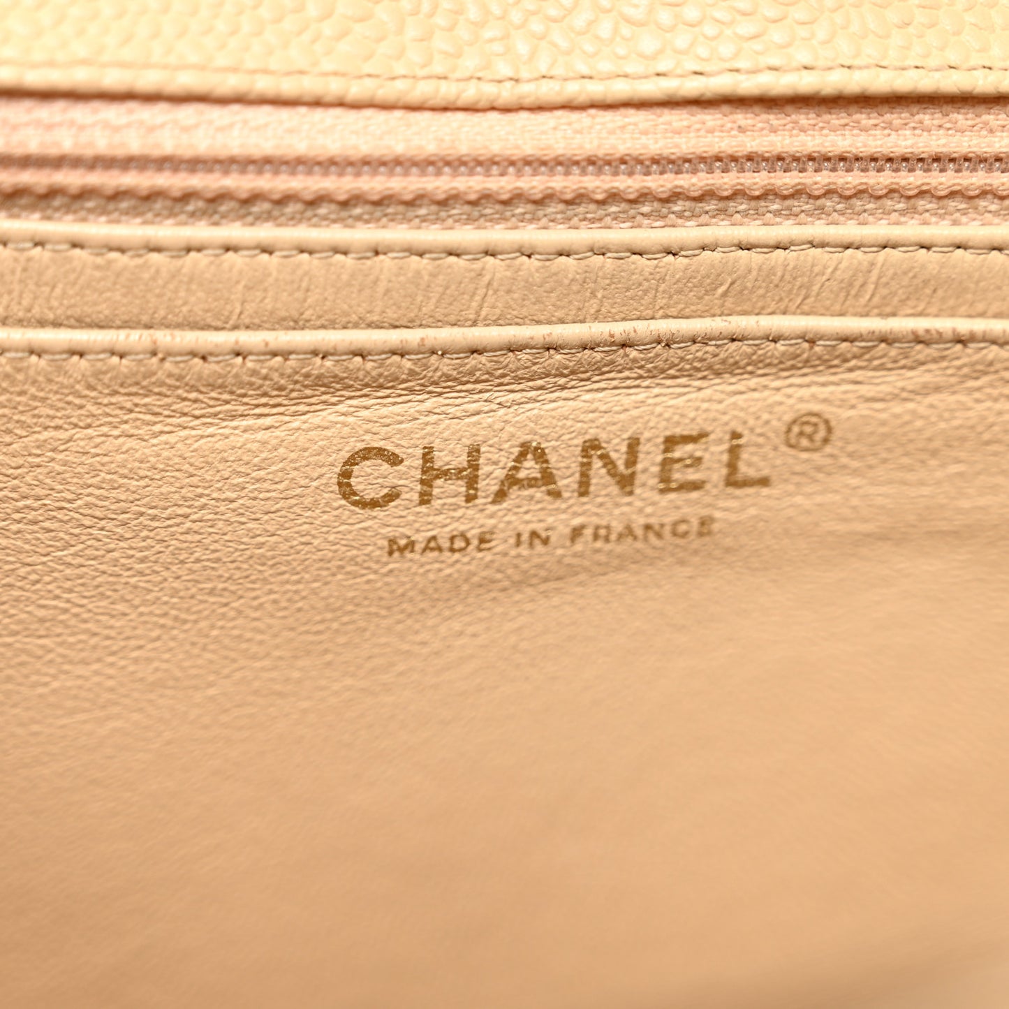 Caviar Quilted Jumbo Single Flap Beige