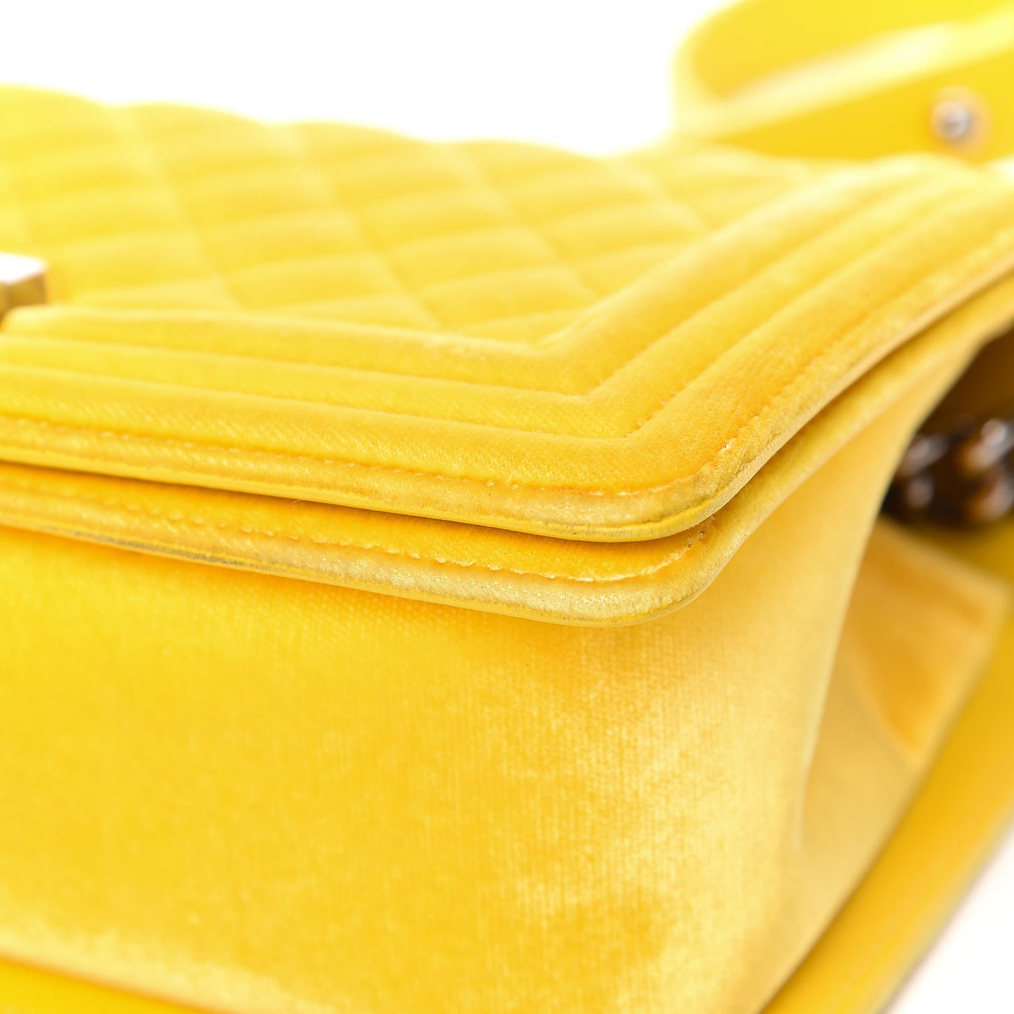 Velvet Quilted Medium Boy Flap Yellow
