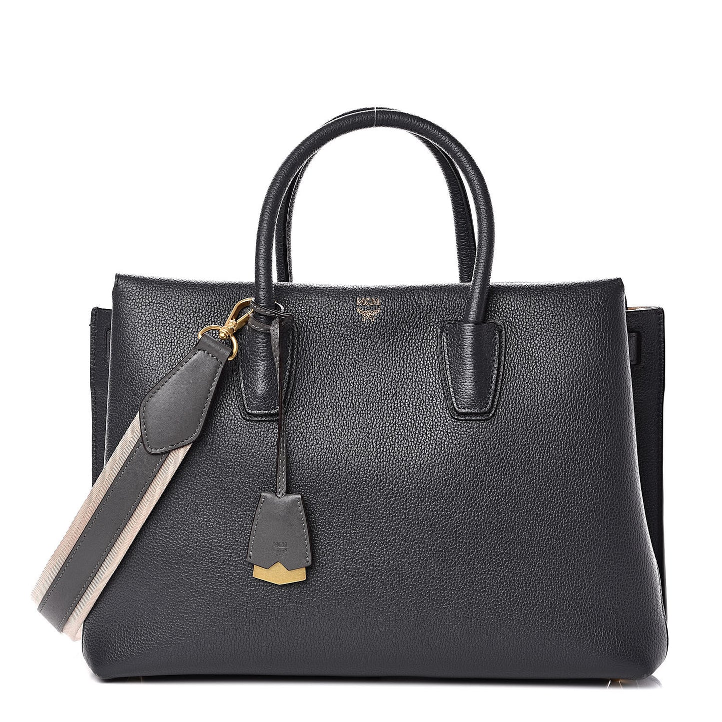 Grained Calfskin Medium Milla Tote Phantom Grey