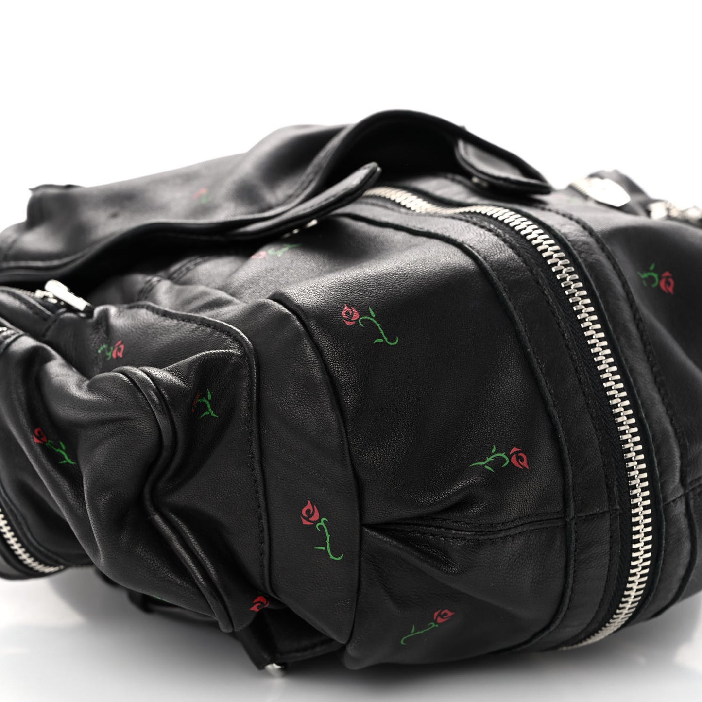 Lambskin Rose Studded Mini Marti Convertible Backpack Black Rhodium Hardware
