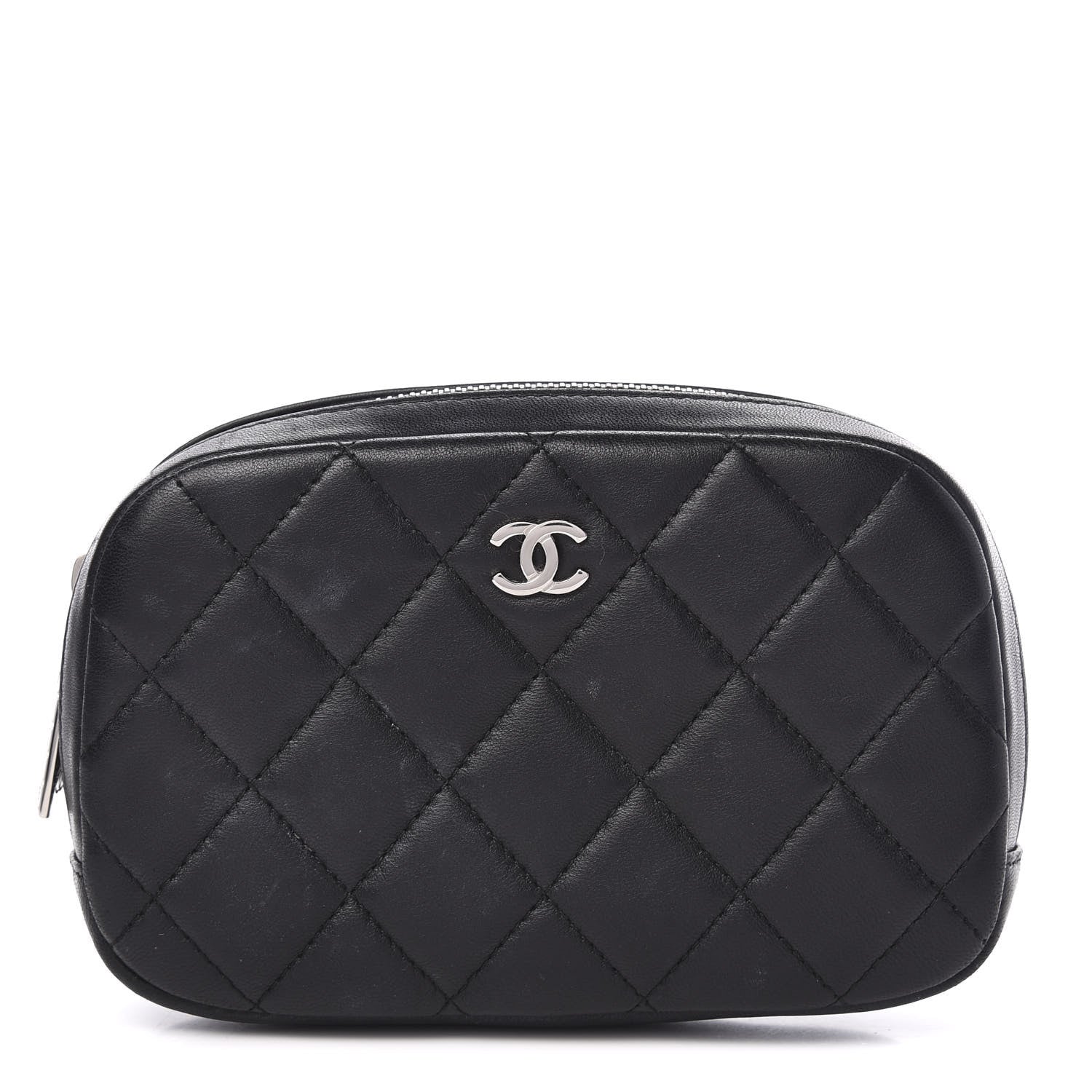 Chanel Lambskin Quilted Small Curvy Pouch Cosmetic Case Black 1 of 9