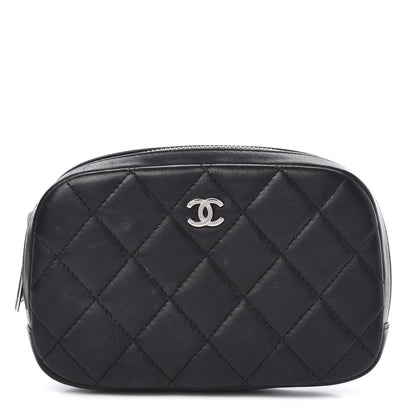 Chanel Lambskin Quilted Small Curvy Pouch Cosmetic Case Black 1 of 9