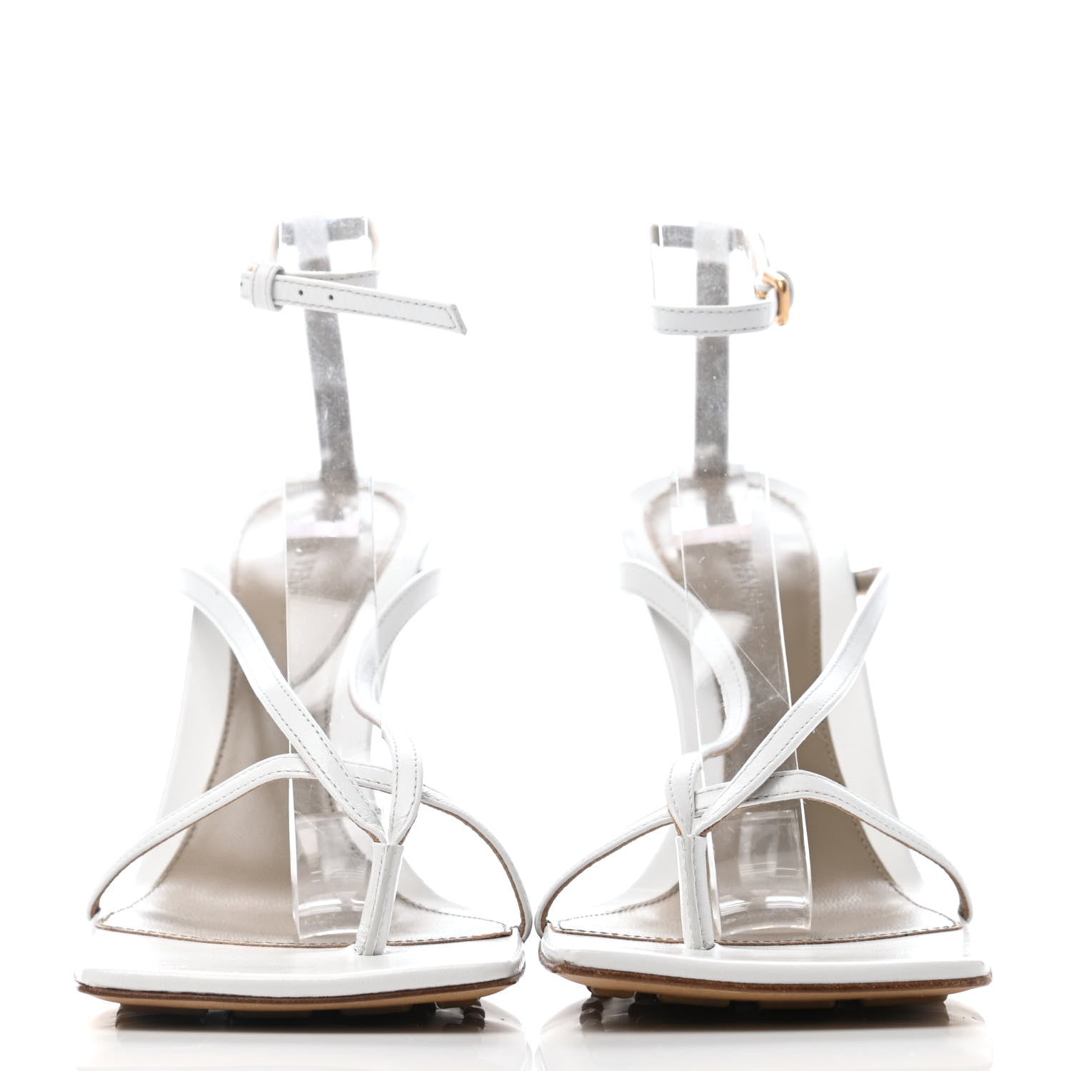 Bottega Veneta Lambskin Stretch Multi Strap 90mm Sandals 40.5 Optic White 2 of 4