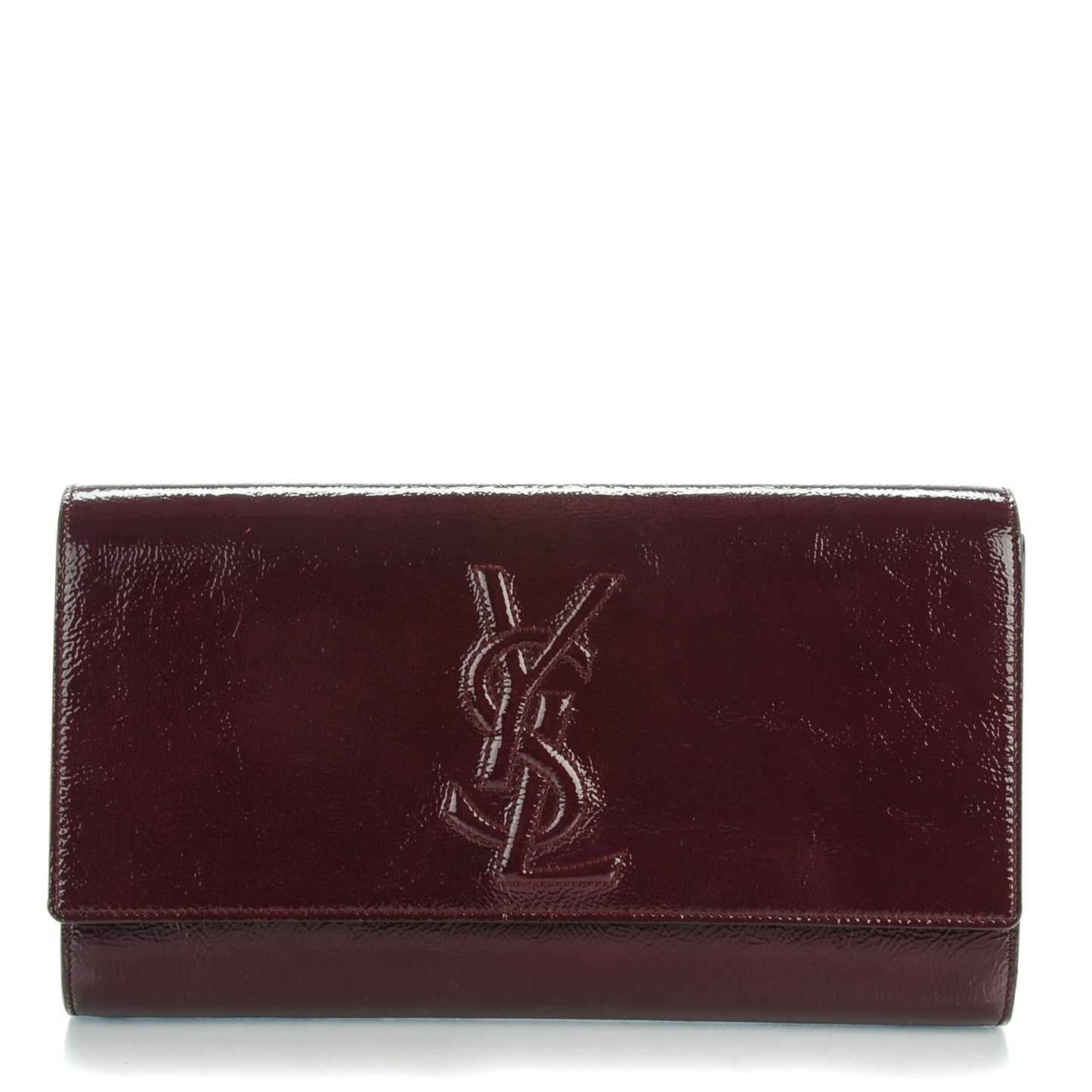 Textured Patent Calfskin Large Belle De Jour Clutch Bordeaux