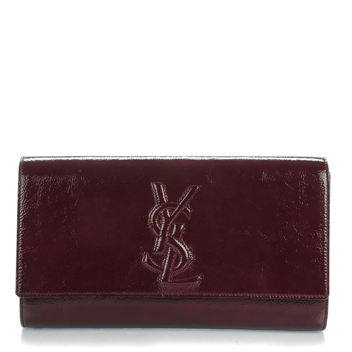 Saint Laurent Textured Patent Calfskin Large Belle De Jour Clutch Bordeaux 1 of 7