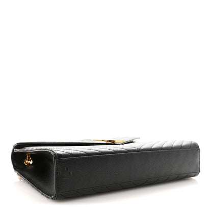 Saint Laurent Grain De Poudre Matelasse Chevron Large Monogram Satchel Black 3 of 8