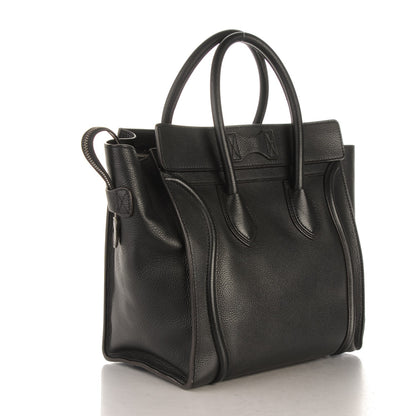 Celine Drummed Calfskin Mini Luggage Black 3 of 8