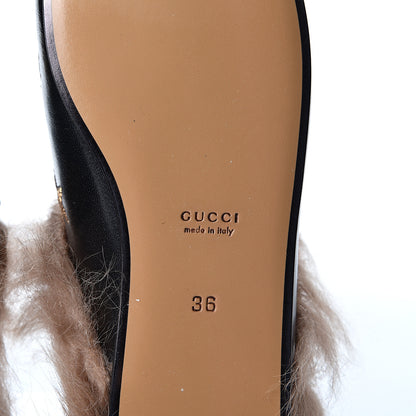 Gucci Goatskin Fur Bee Star Embroidered Womens Princetown Slippers 36 Black 8 of 10