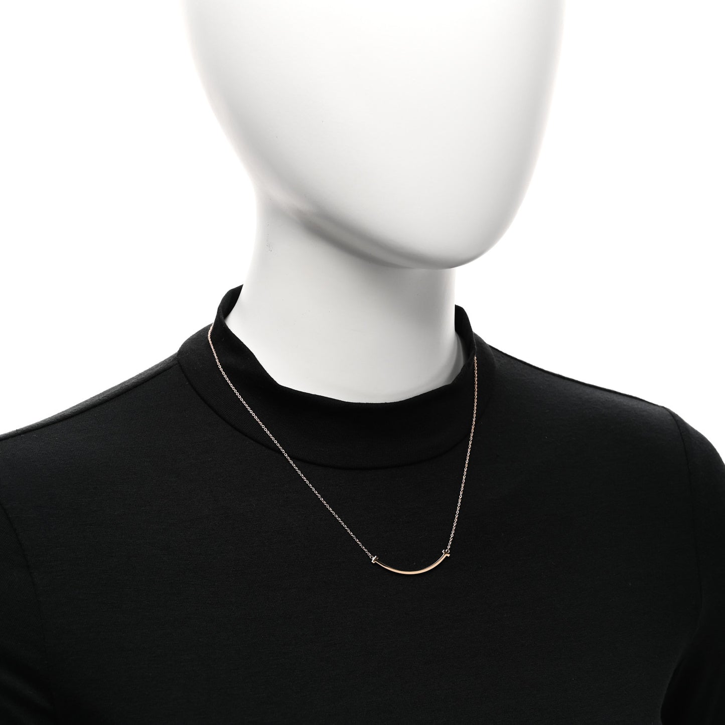 18K Rose Gold Small T Smile Pendant Necklace