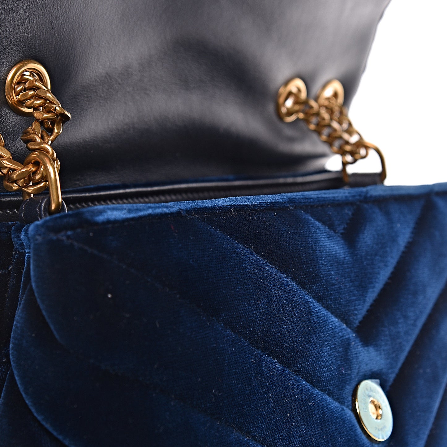 Velvet Y Quilted Monogram Small Loulou Chain Satchel Medium Blue