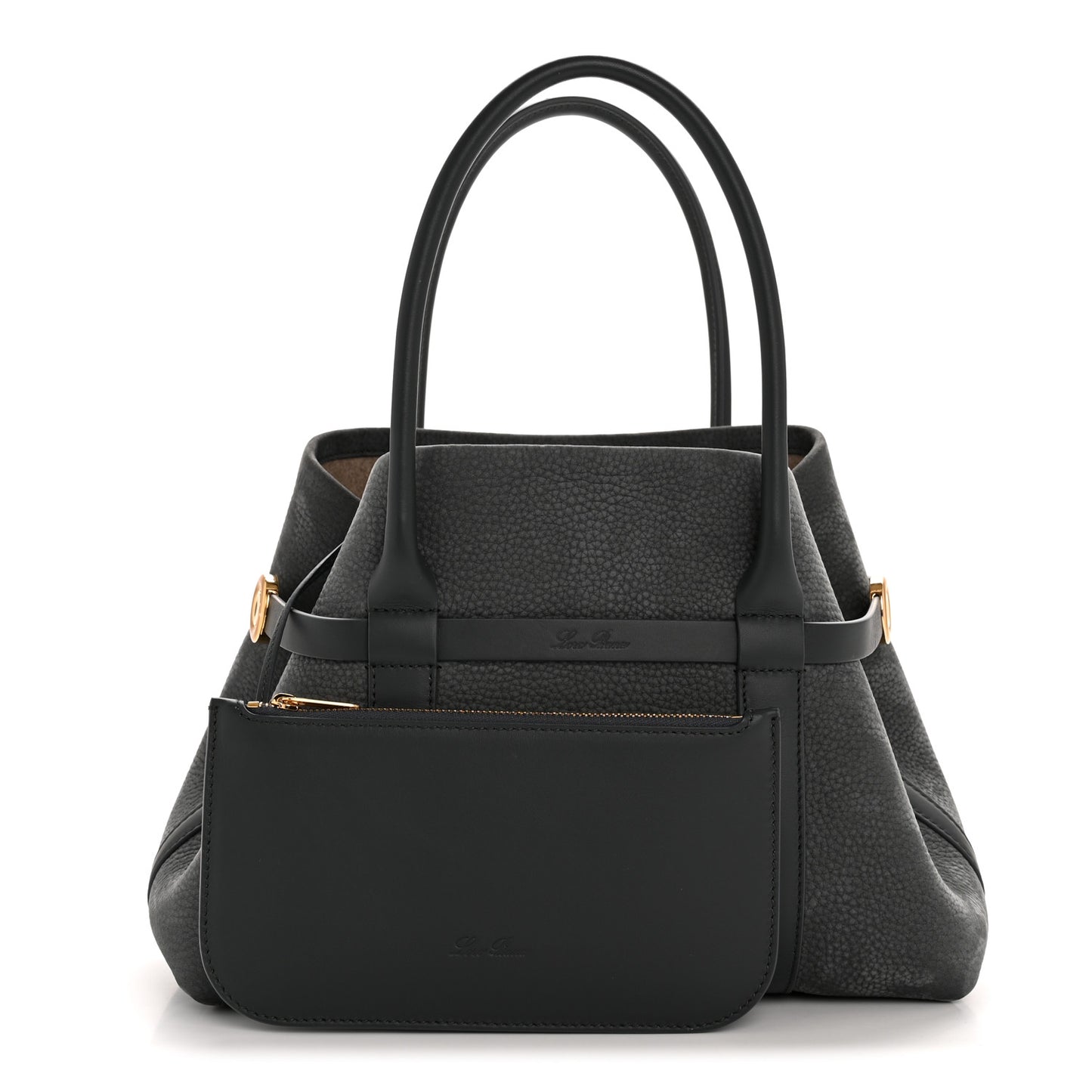 Nubuck Grained Calfskin Small Ghiera Shopper Tote Blue Navy