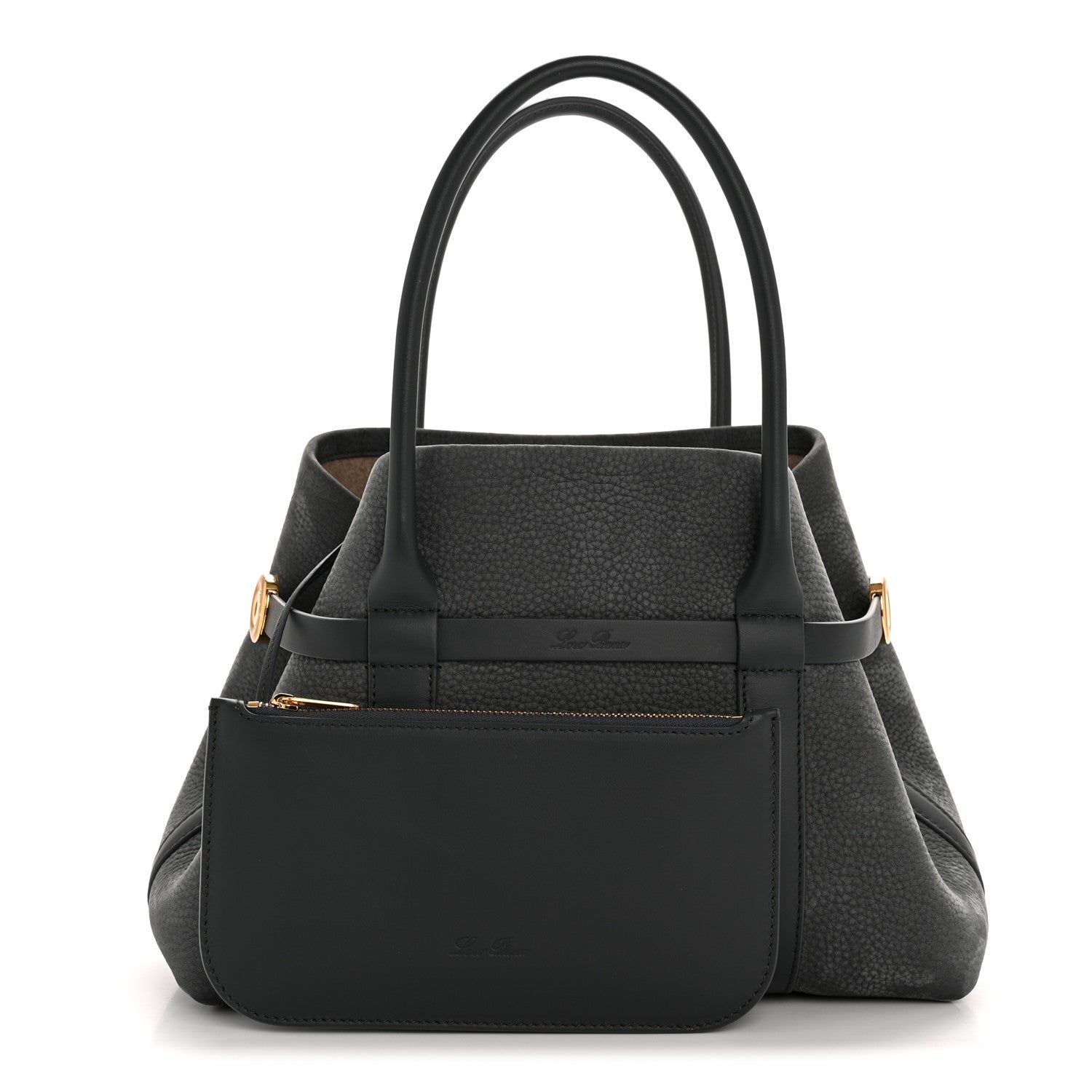 Loro Piana Nubuck Grained Calfskin Small Ghiera Shopper Tote Blue Navy 3 of 11