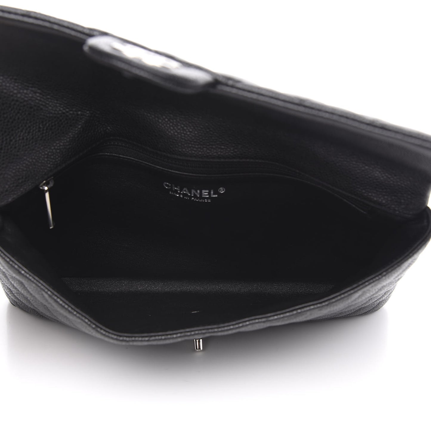 Caviar Quilted Flap Clutch Black