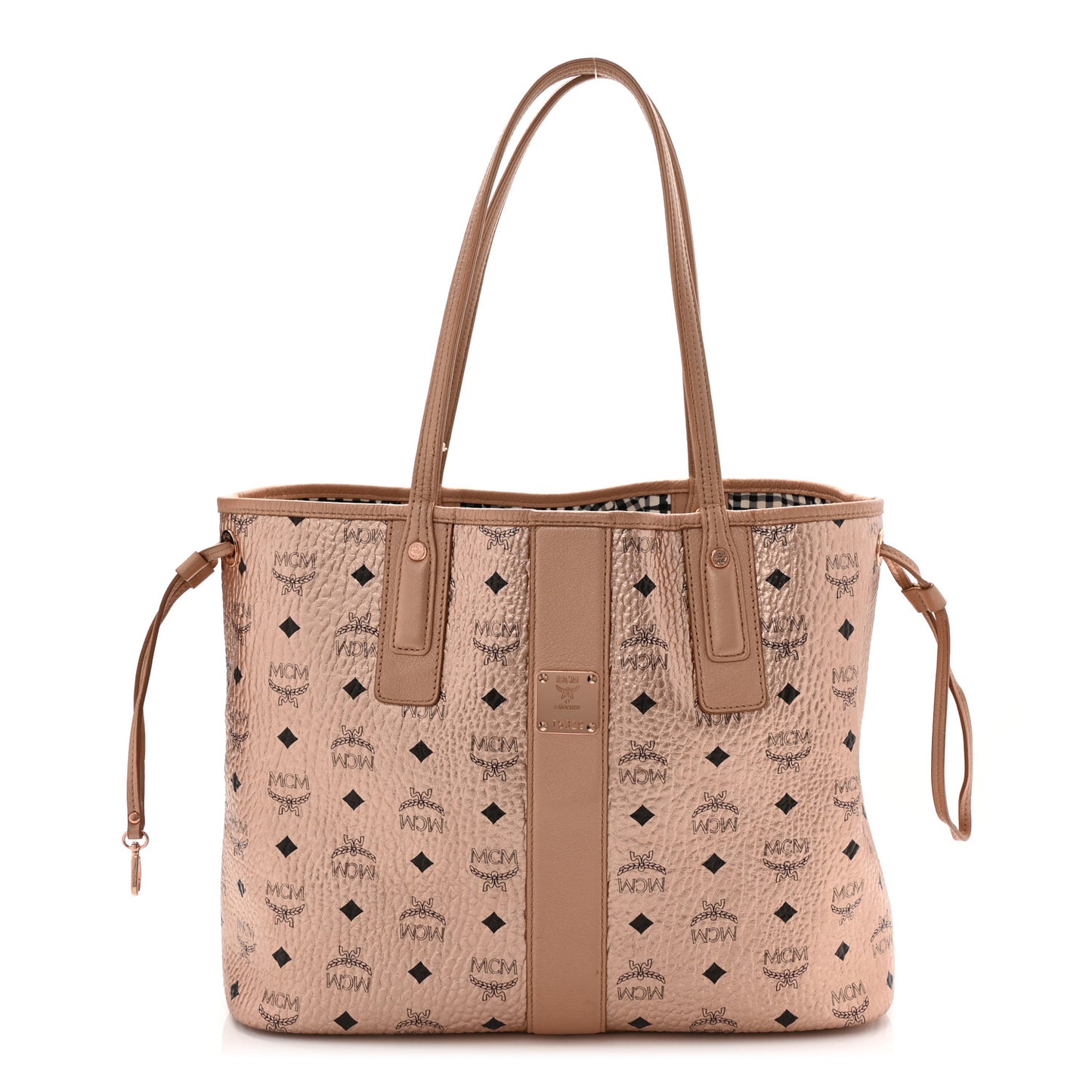 Metallic Visetos Medium Liz Reversible Shopper Tote Champagne Gold