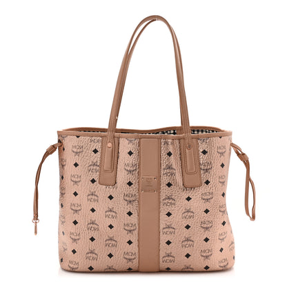 MCM Metallic Visetos Medium Liz Reversible Shopper Tote Champagne Gold 1 of 18