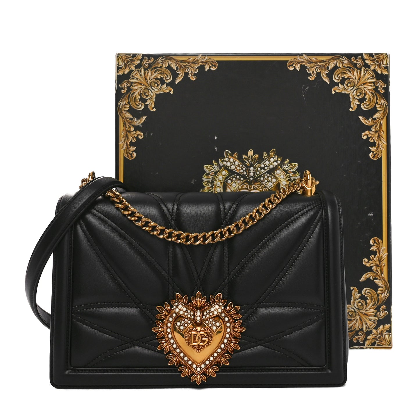 Calfskin Large Devotion Crossbody Bag Black