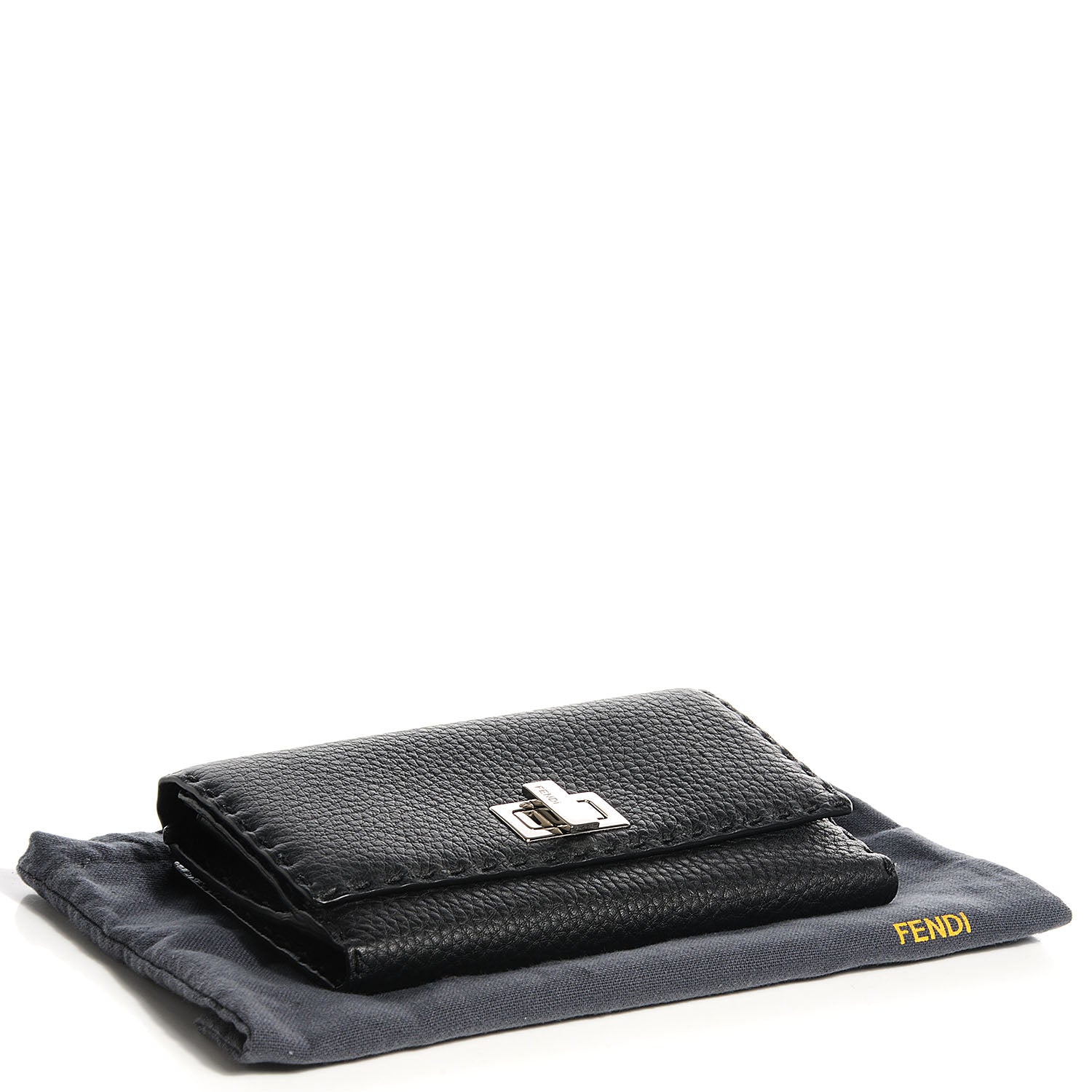 Fendi Cuoio Romano Selleria Peekaboo Continental Wallet Black 4 of 14