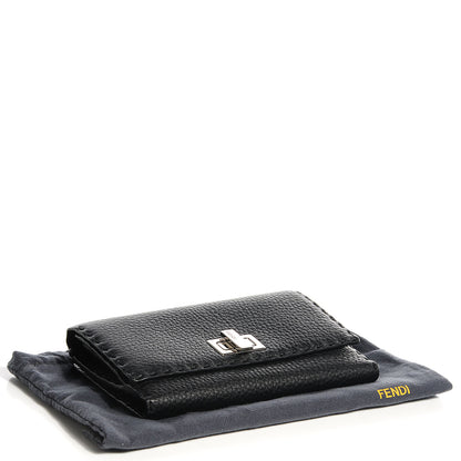 Fendi Cuoio Romano Selleria Peekaboo Continental Wallet Black 4 of 14