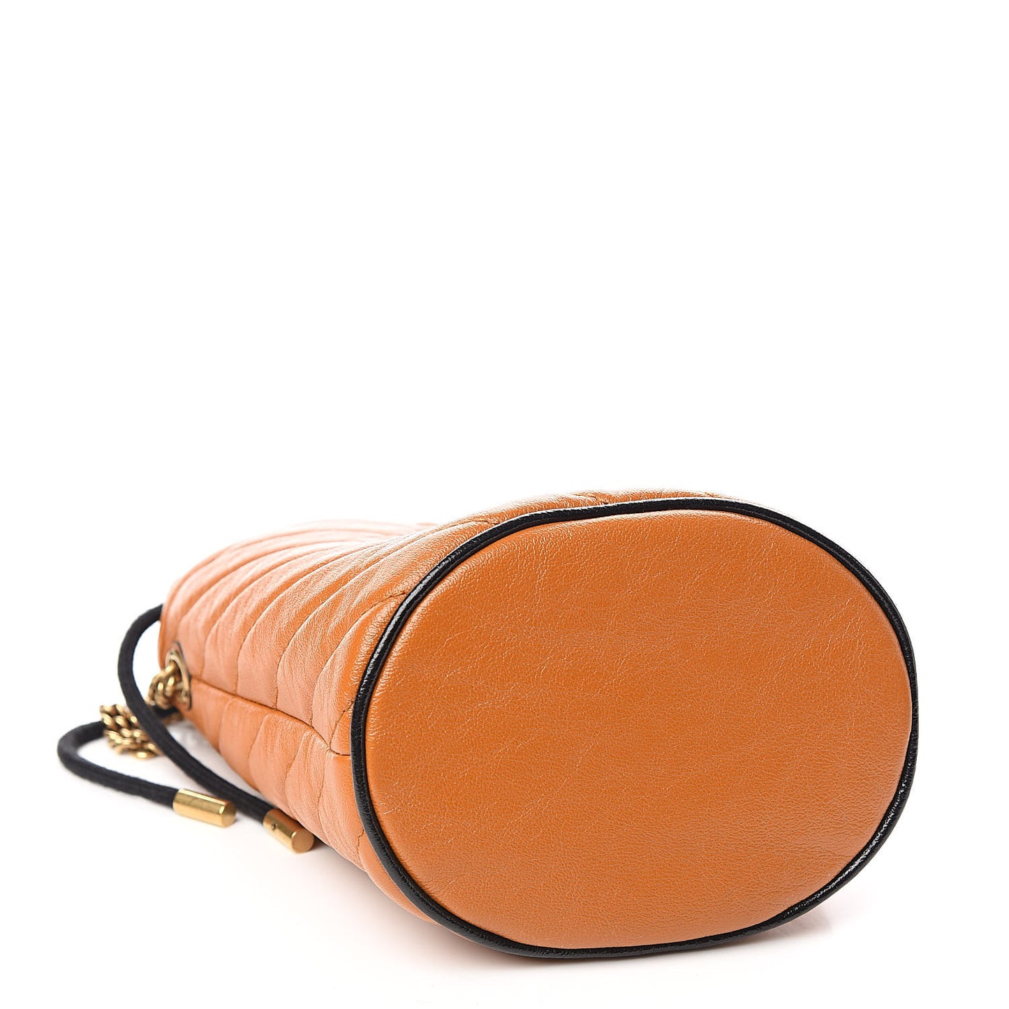 Vintage Effect Calfskin Matelasse Diagonal Mini Torchon GG Marmont 2.0 Bucket Bag Cognac