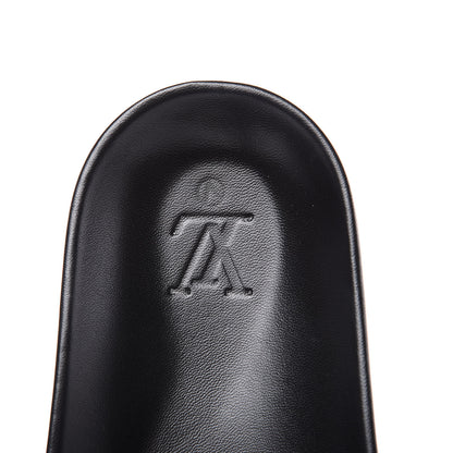 Louis Vuitton Calfskin Mens New Wave Mirabeau Flat Mules 8 Black 6 of 9