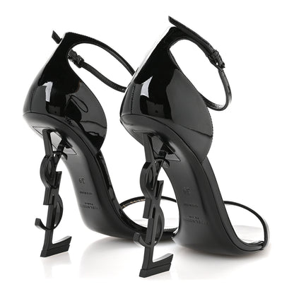 Saint Laurent Patent Calfskin Opyum 110 Sandals 39 Black 5 of 9
