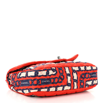 Chanel Silk Chain Printed Medium Single Flap Red 4 of 10