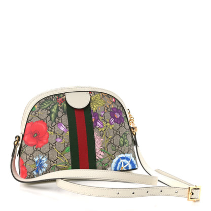 Gucci GG Supreme Monogram Flora Web GG Small Ophidia Dome Shoulder Bag White 3 of 9