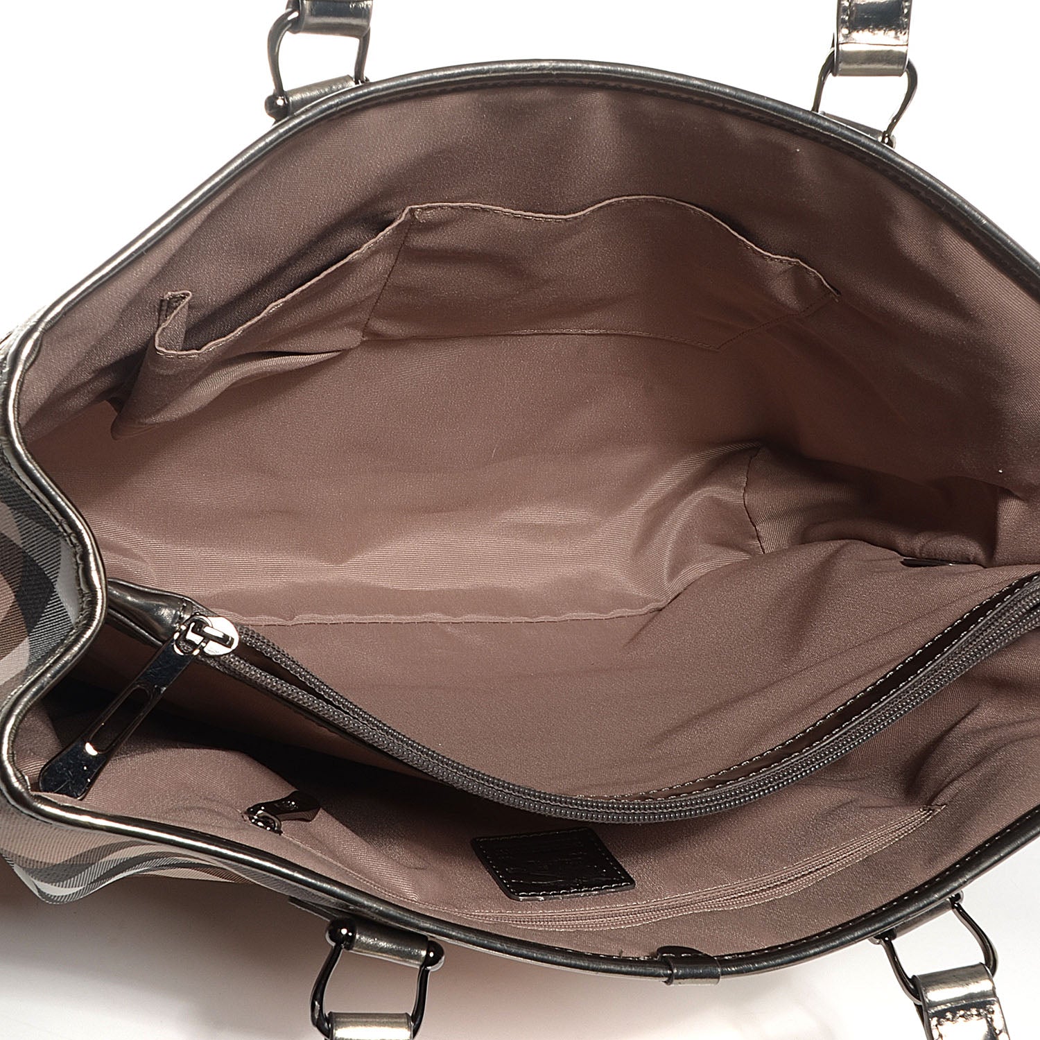 Burberry Metallic Calfskin Nova Check Tote 5 of 9