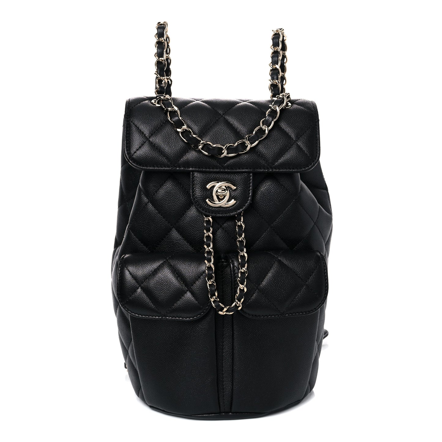 Caviar Quilted Pockets Backpack Black