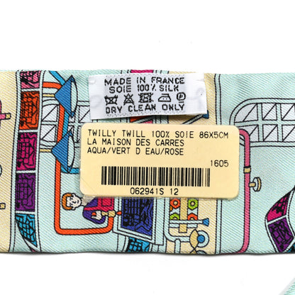 Hermes Silk La Maison des Carres Twilly Aqua Vert D'eau Rose 4 of 4