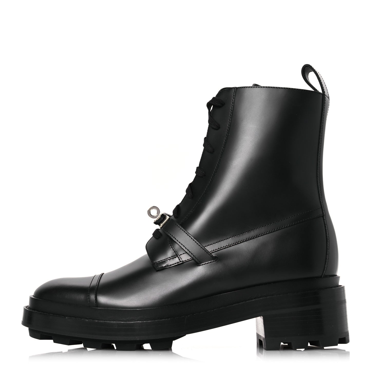 Glossed Calfskin Funk Ankle Boots 41 Black