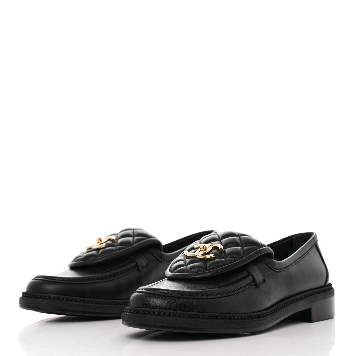 Chanel Lambskin Quilted CC Turnlock Loafers 38 Black 3 of 9