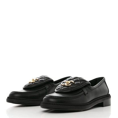 Chanel Lambskin Quilted CC Turnlock Loafers 38 Black 3 of 9