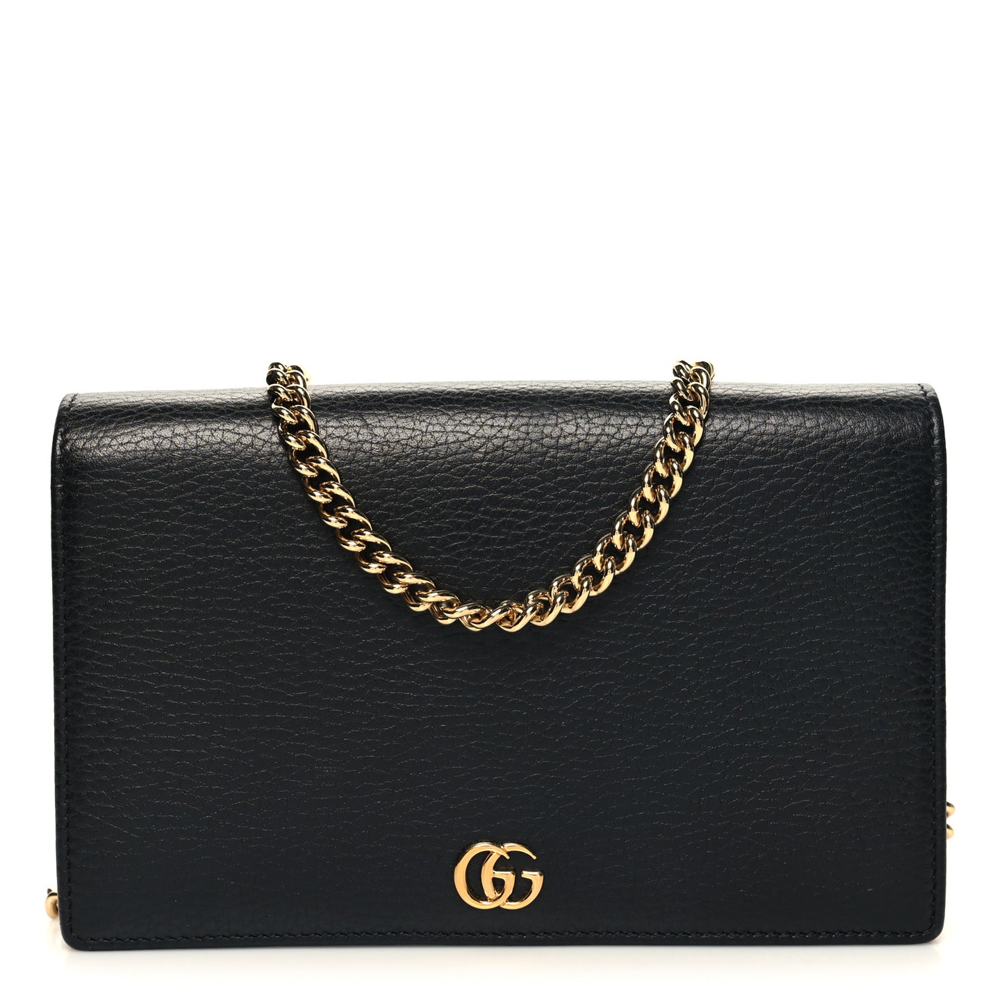 Calfskin Mini GG Marmont Chain Wallet Black