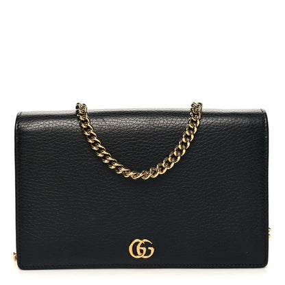 Gucci Calfskin Mini GG Marmont Chain Wallet Black 1 of 11