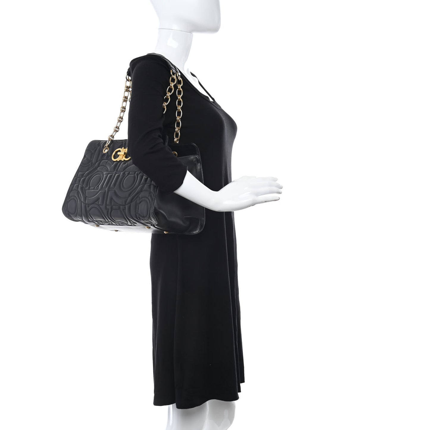 Calfskin Quilted Tote Bag Black