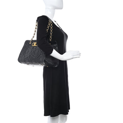 Salvatore Ferragamo Calfskin Quilted Tote Bag Black 2 of 10