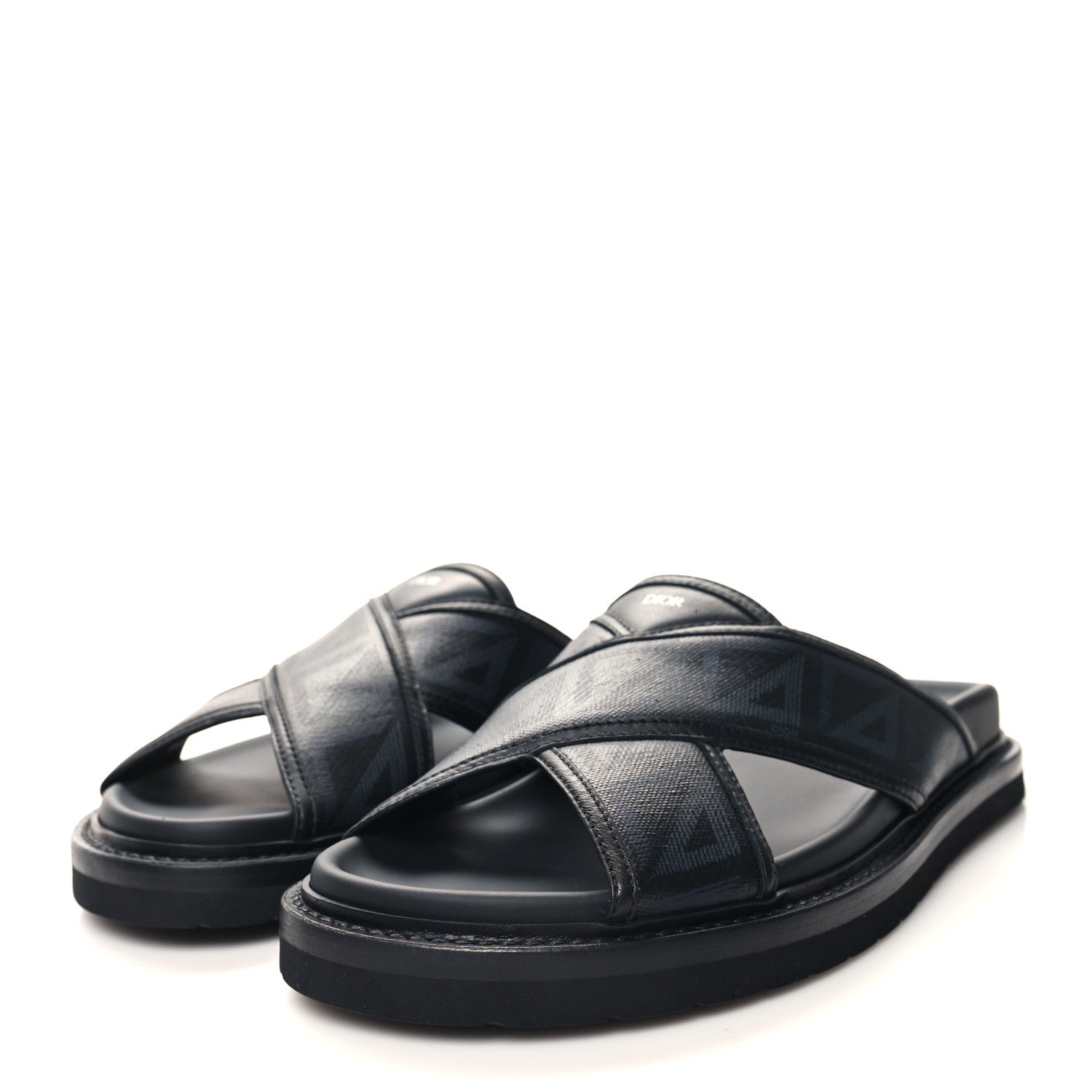 Christian Dior Coated Canvas CD Diamond Mens Aqua Sandal 40 Blue