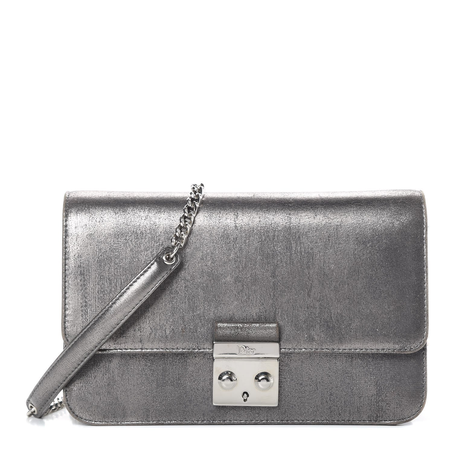 Christian Dior Metallic Brushed Calfskin Miss Dior Promenade Pouch Gunmetal 1 of 21