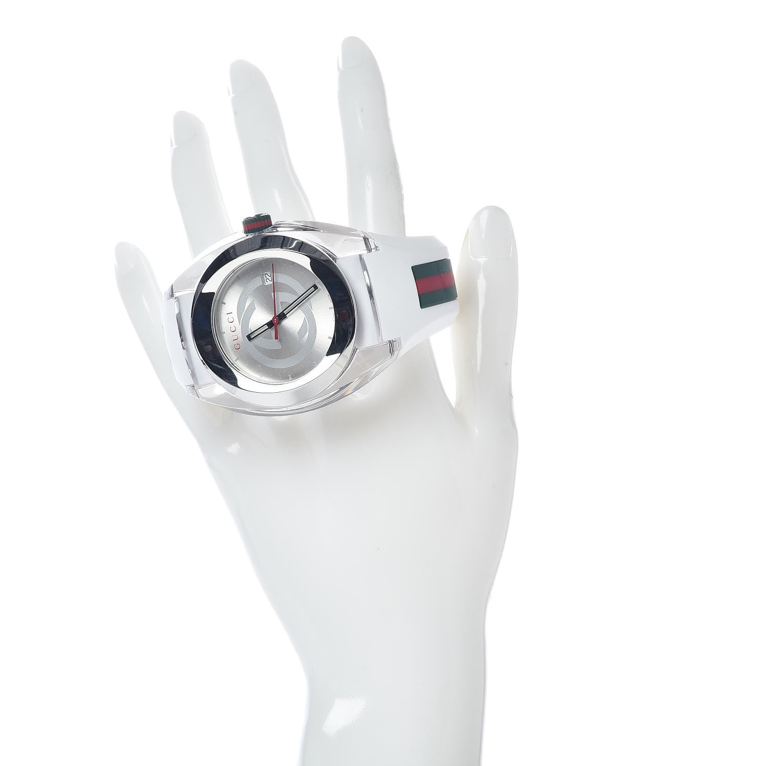 Gucci Stainless Steel Rubber 46mm Sync Web Quartz Watch White 2 of 6