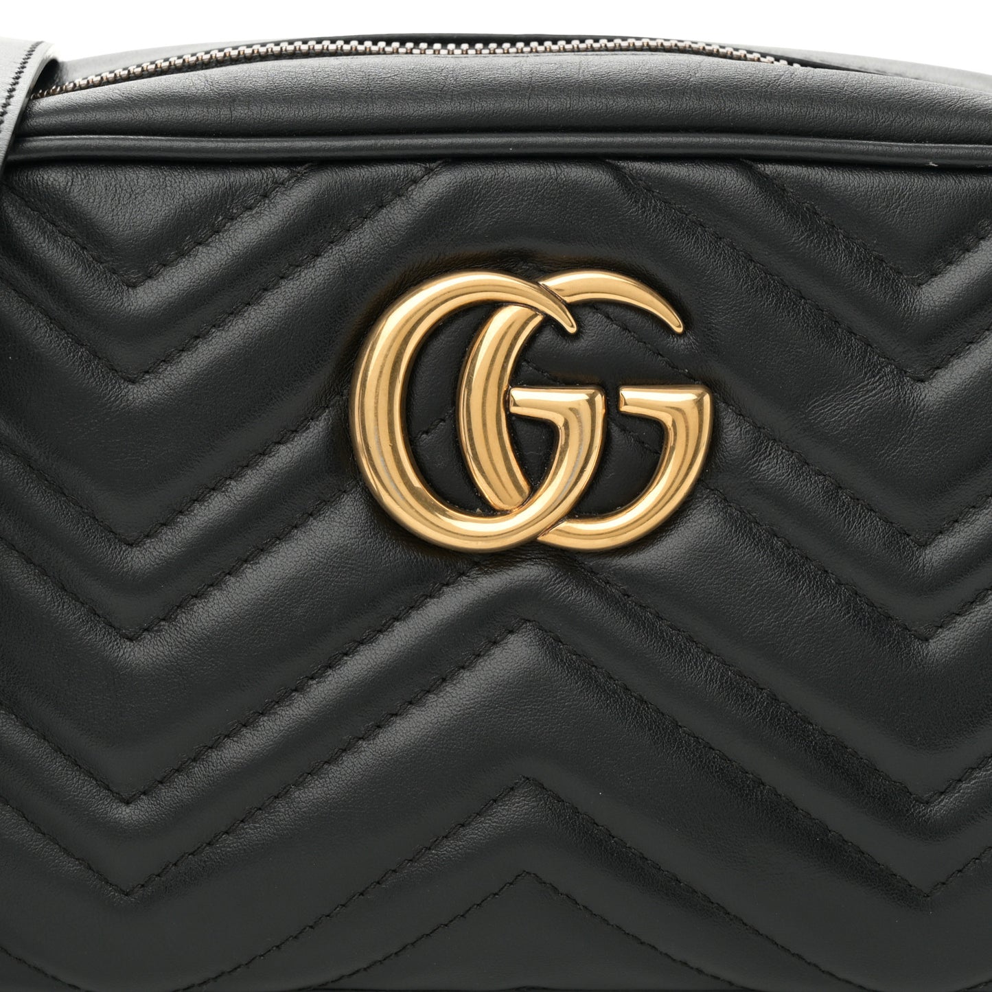 Calfskin Matelasse Small GG Marmont Chain Shoulder Bag Black